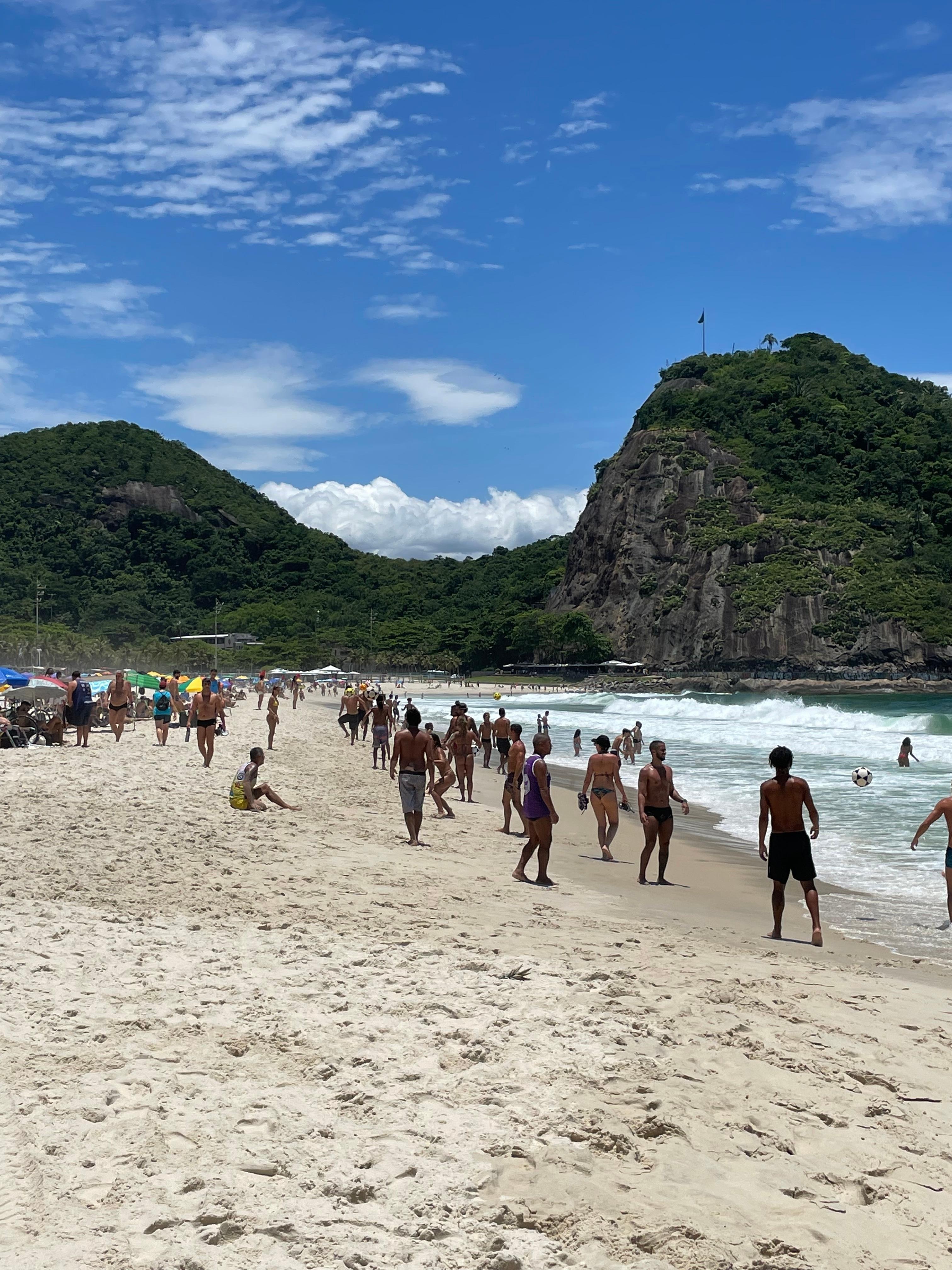 Playing soccer on the beach