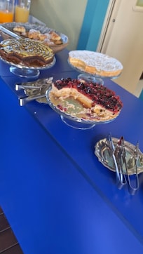 Different cakes during the breakfast