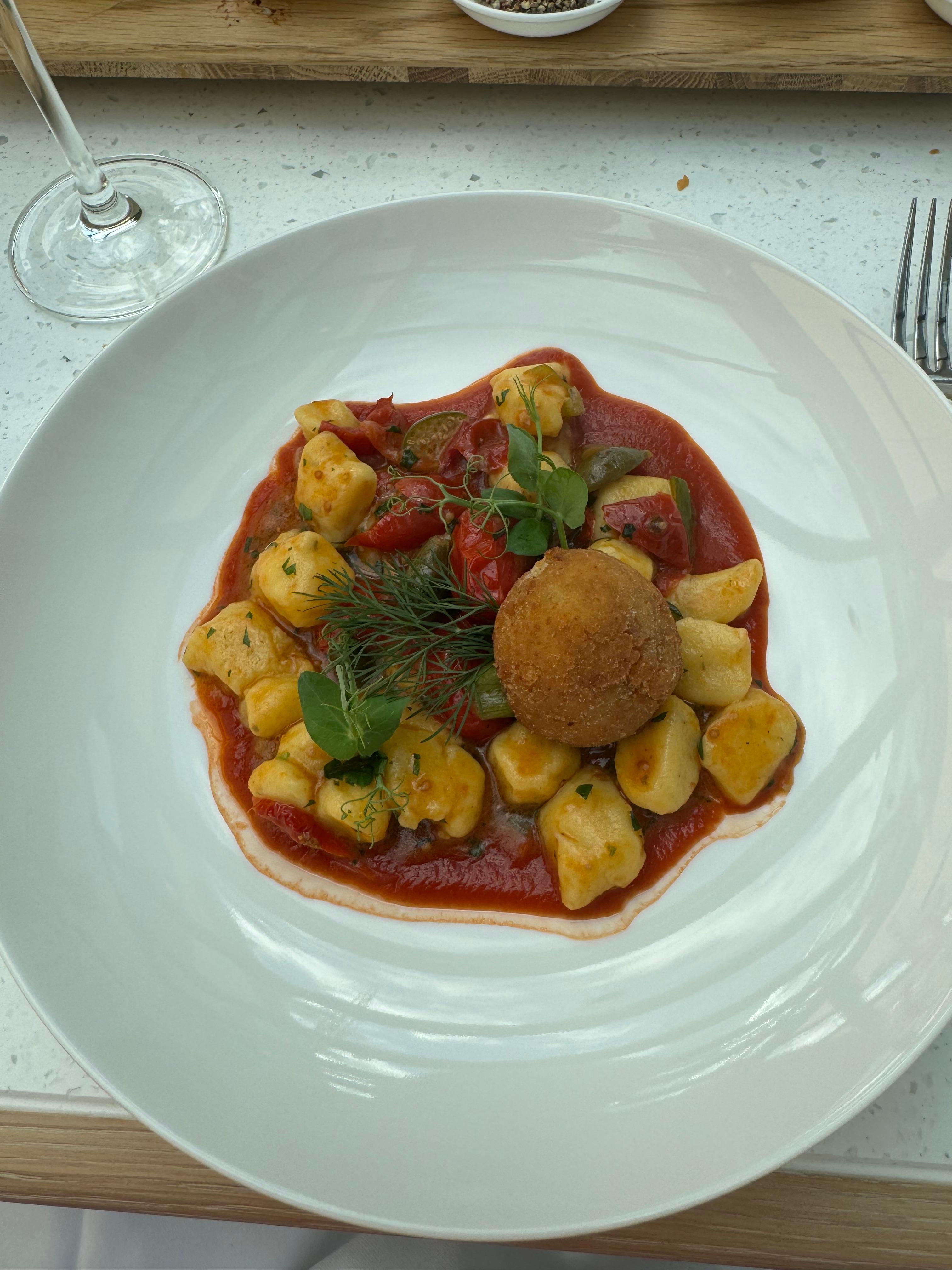 Gnocchi with fried burratta.  Excellent 