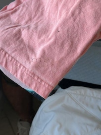 One of a few pair of burned shorts.