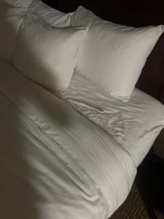 ceiling falling onto the bed 