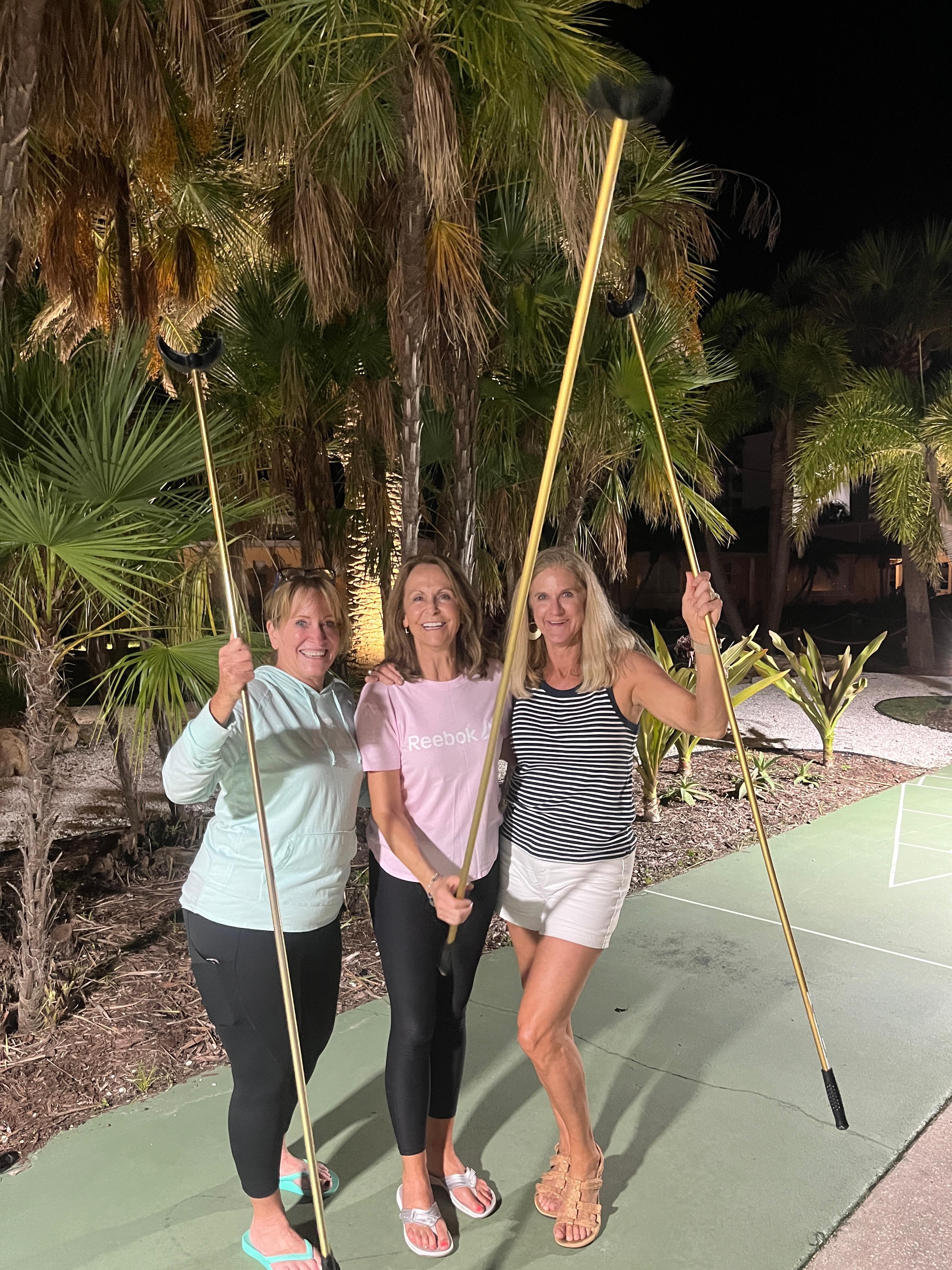 Yearly shuffle board contest with husbands. Wives haven’t lost yet. 