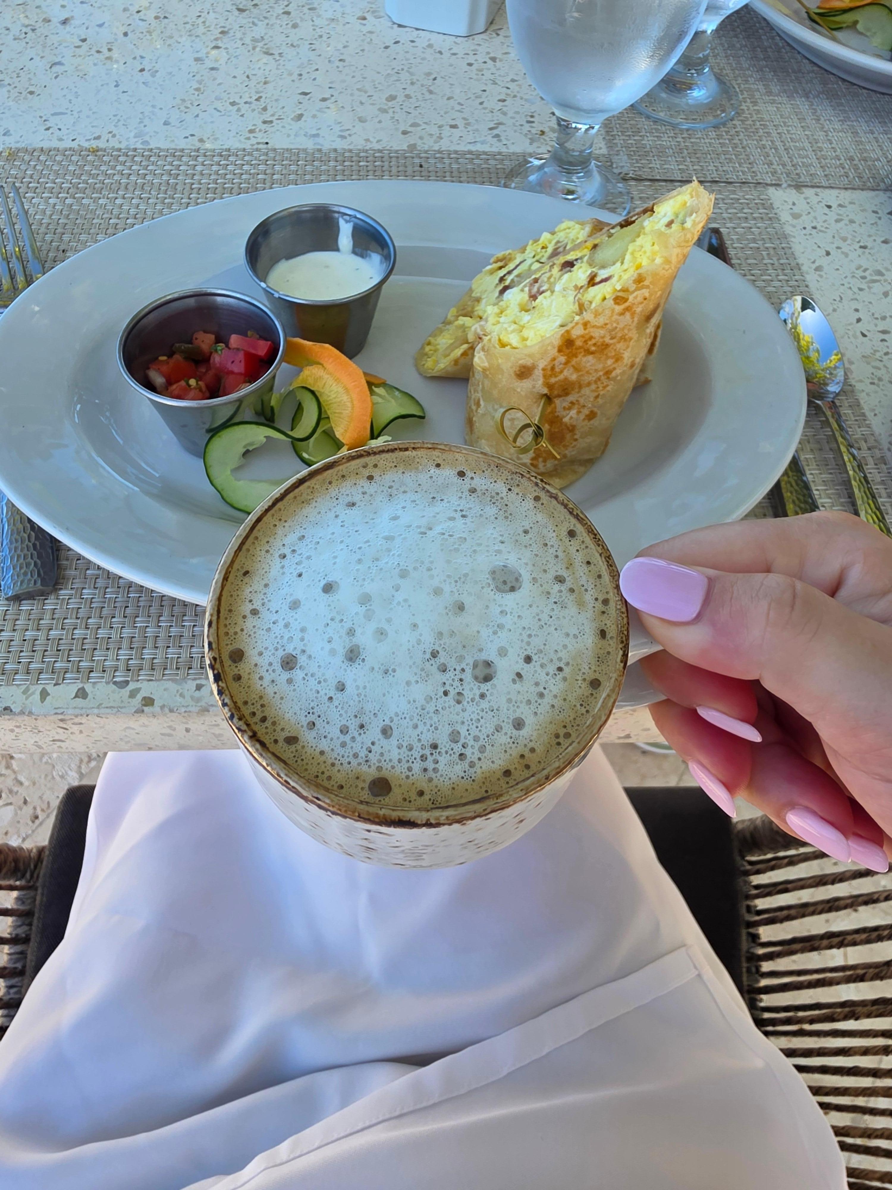 Eat at the on site restaurant for breakfast, lunch and dinner. The food is so good.