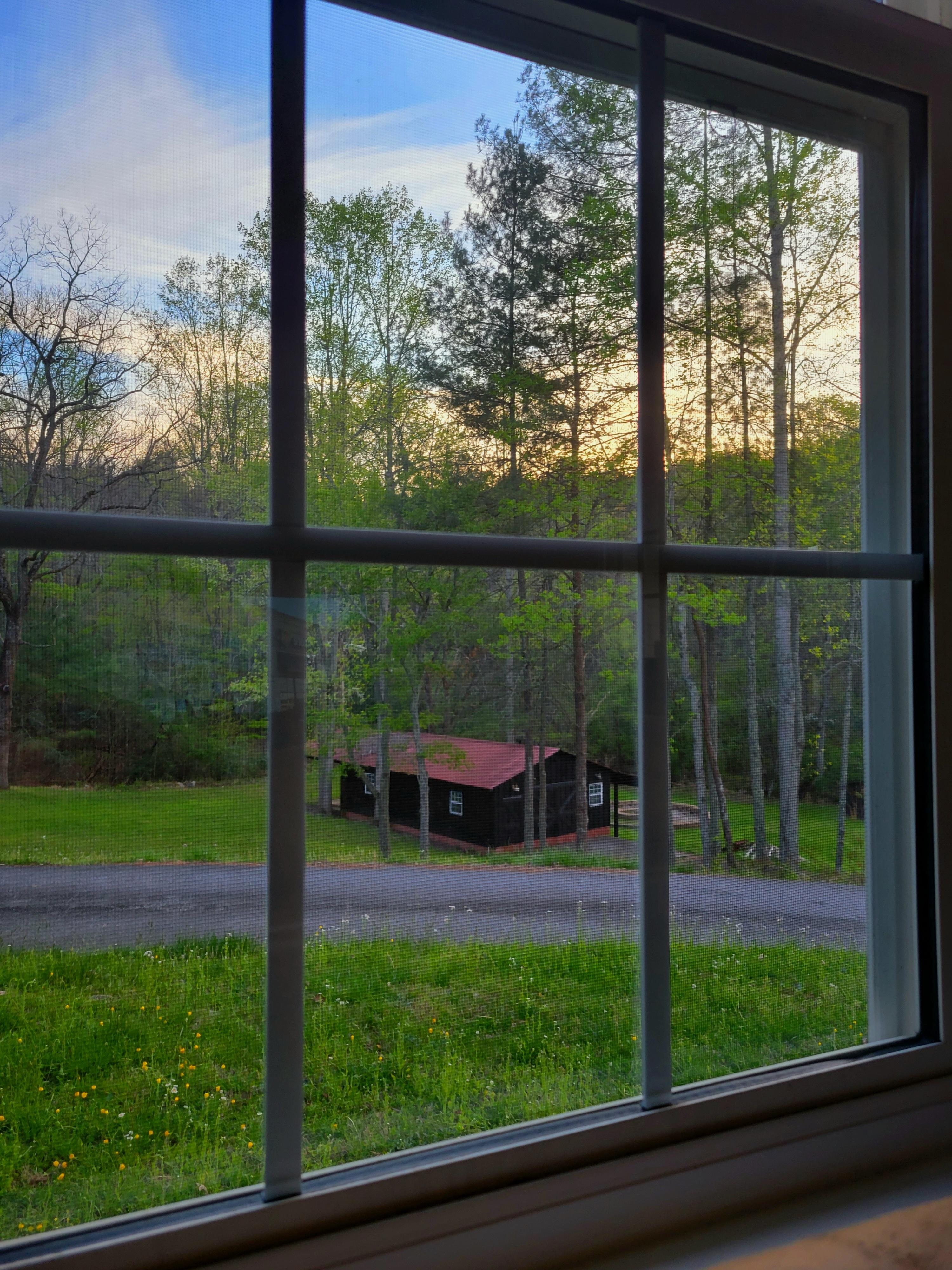 Sunset through the window in the living room 