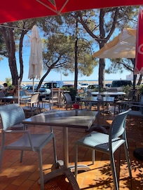View from oasis restaurant toward beach.