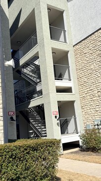 The stairwell you have to go up all the way to the top