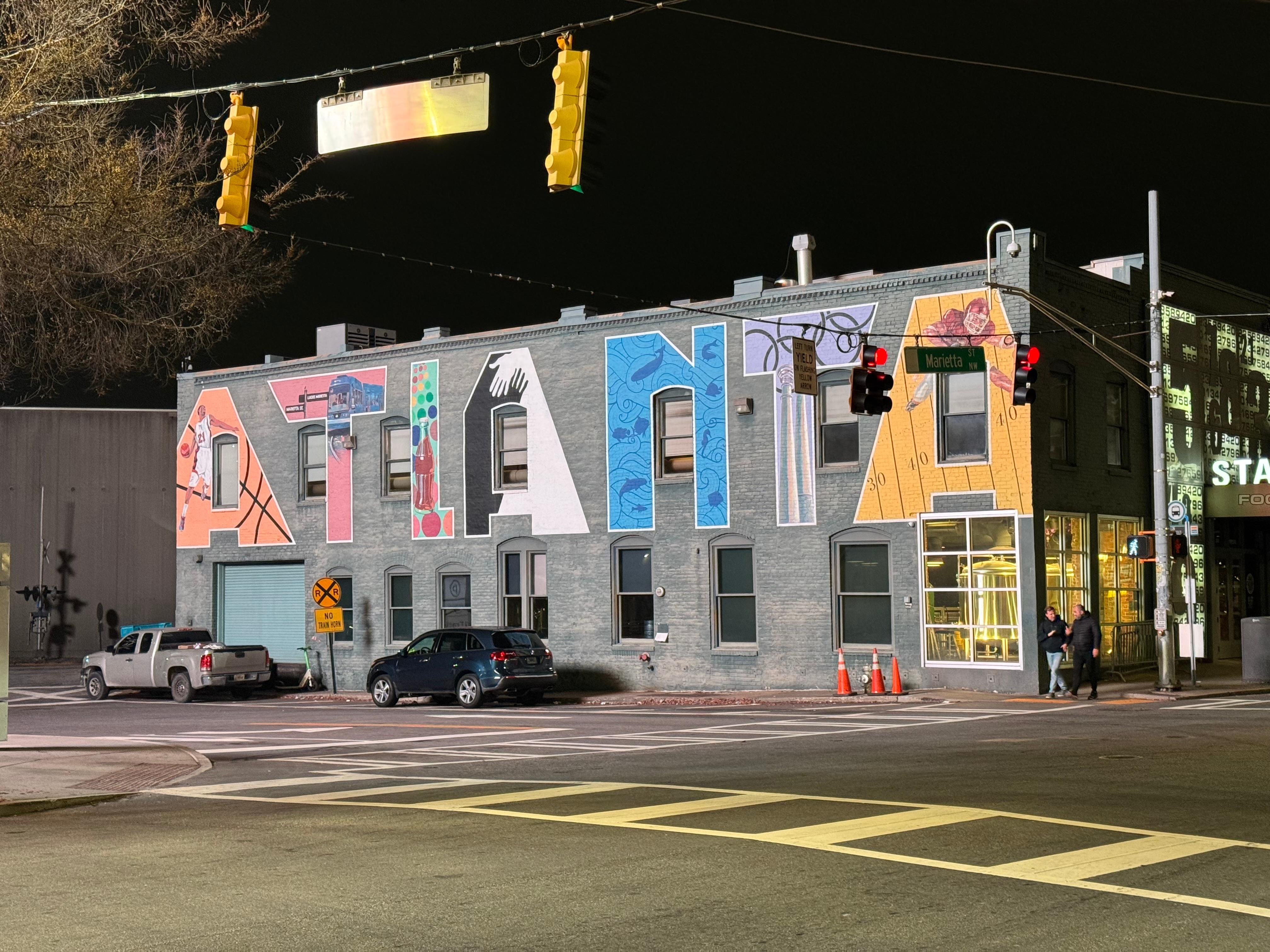 Great neighborhood art on the buildings. 