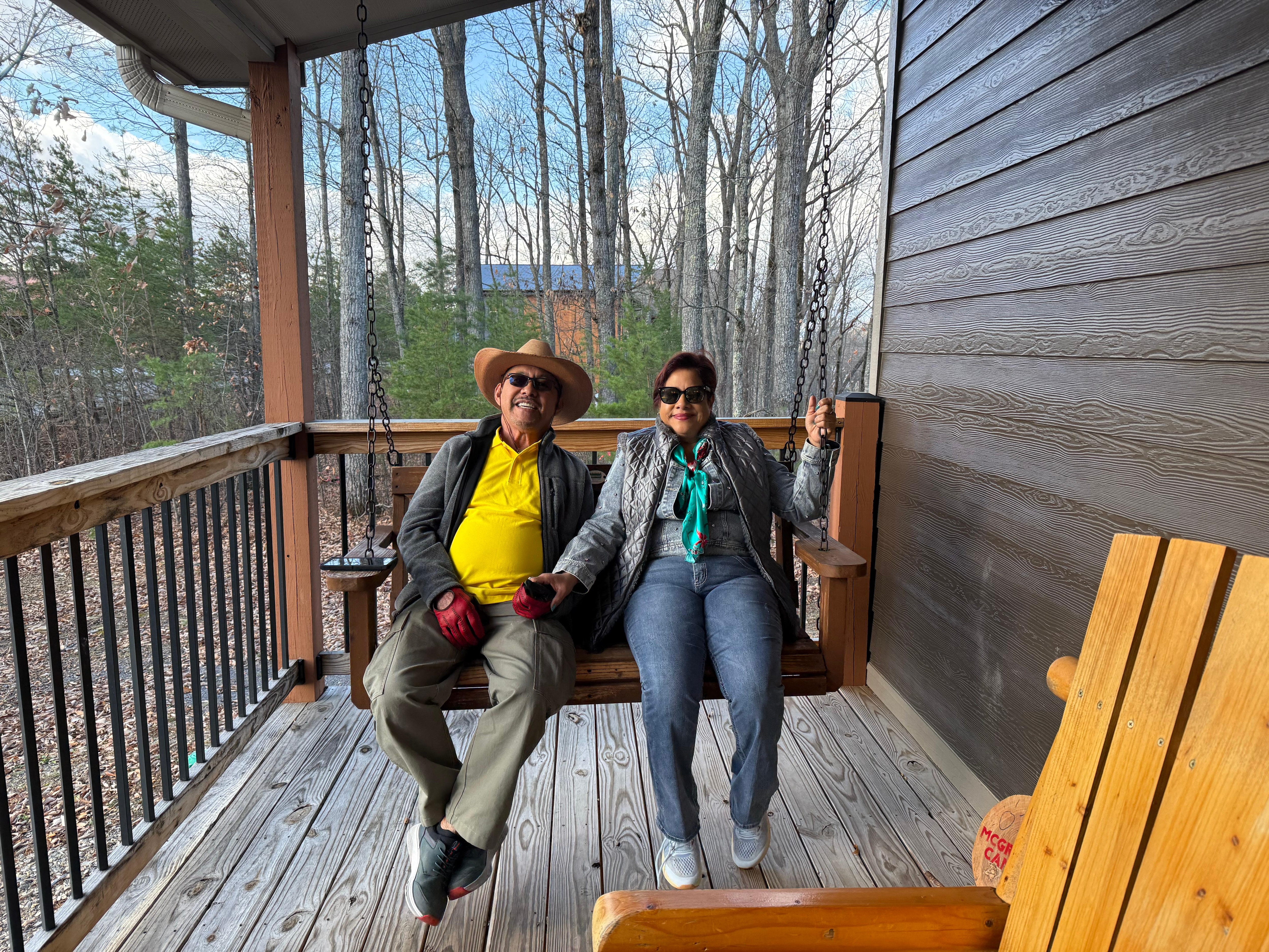 Swing on front porch 