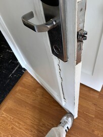 Hotel room door was falling apart