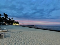 View of the beach at sunset