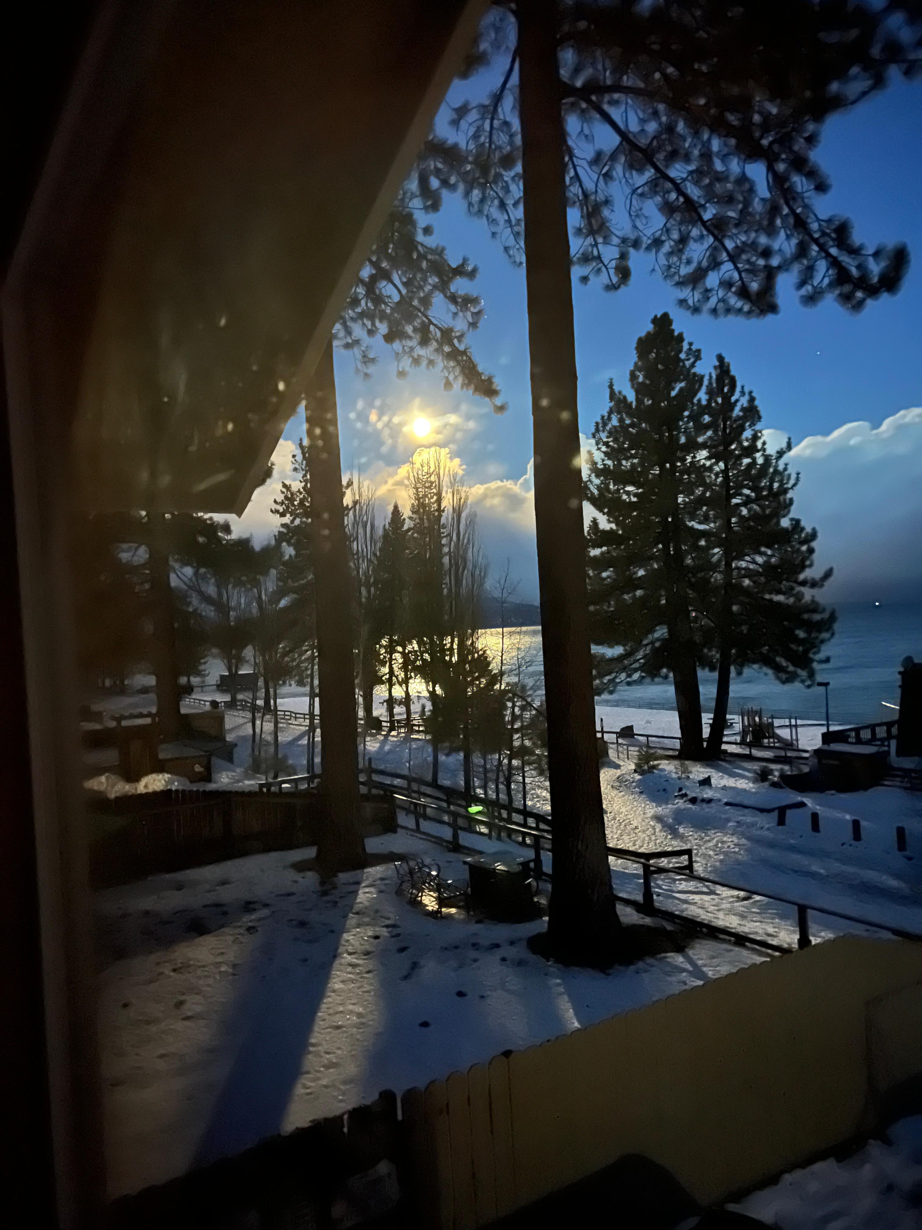 Moon on the lake at 6:30am.