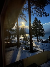 Moon on the lake at 6:30am.