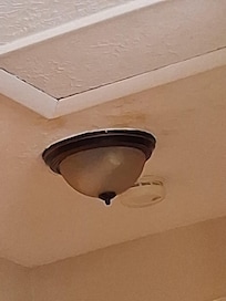 Ceiling discolored and stained