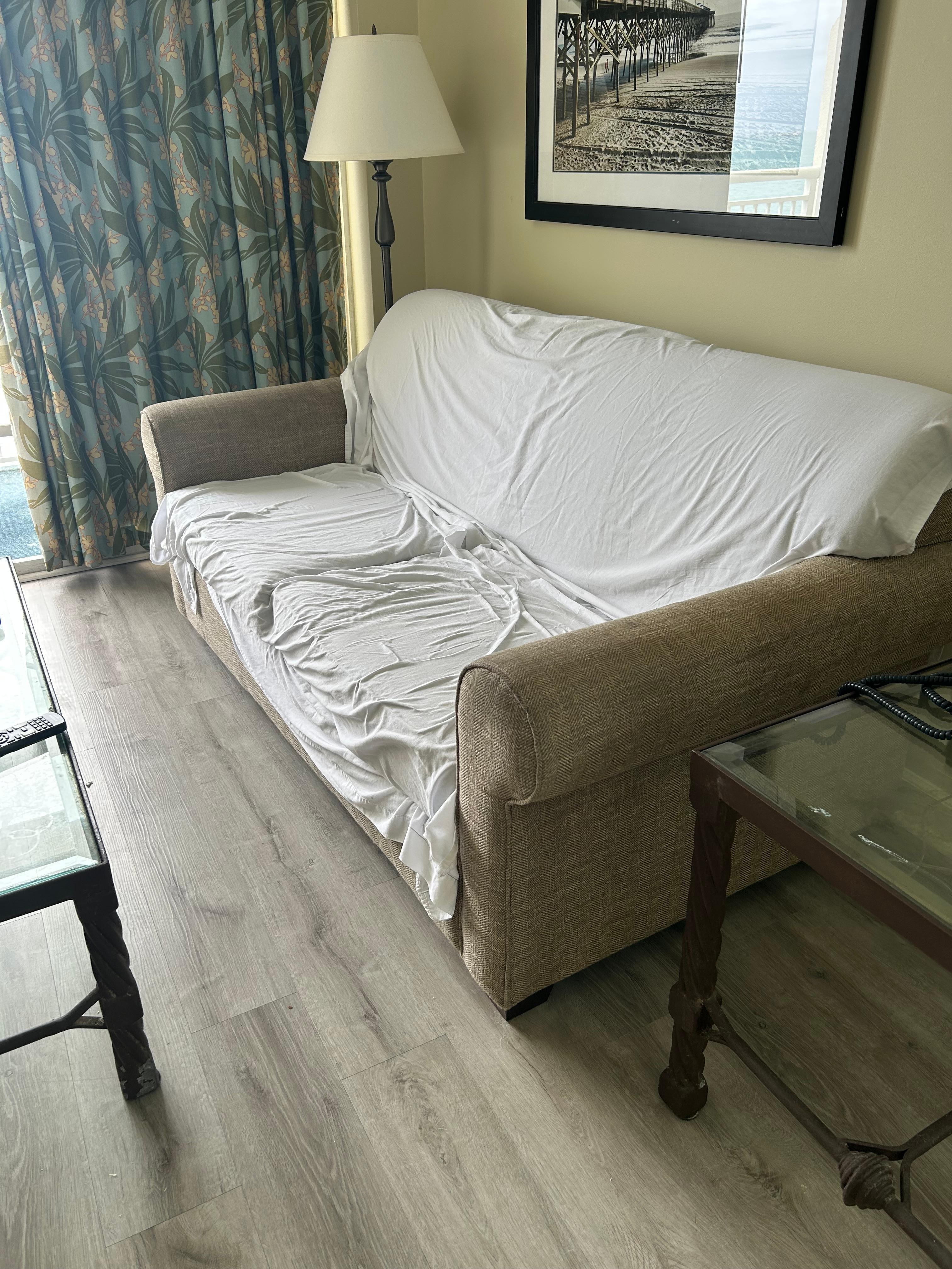 Sofa was so dirty, we used bed sheet in order to sit on 