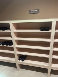 Shoe cabinet in bath area