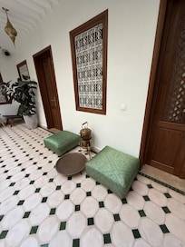 First floor seating where we were served mint tea upon arrival.