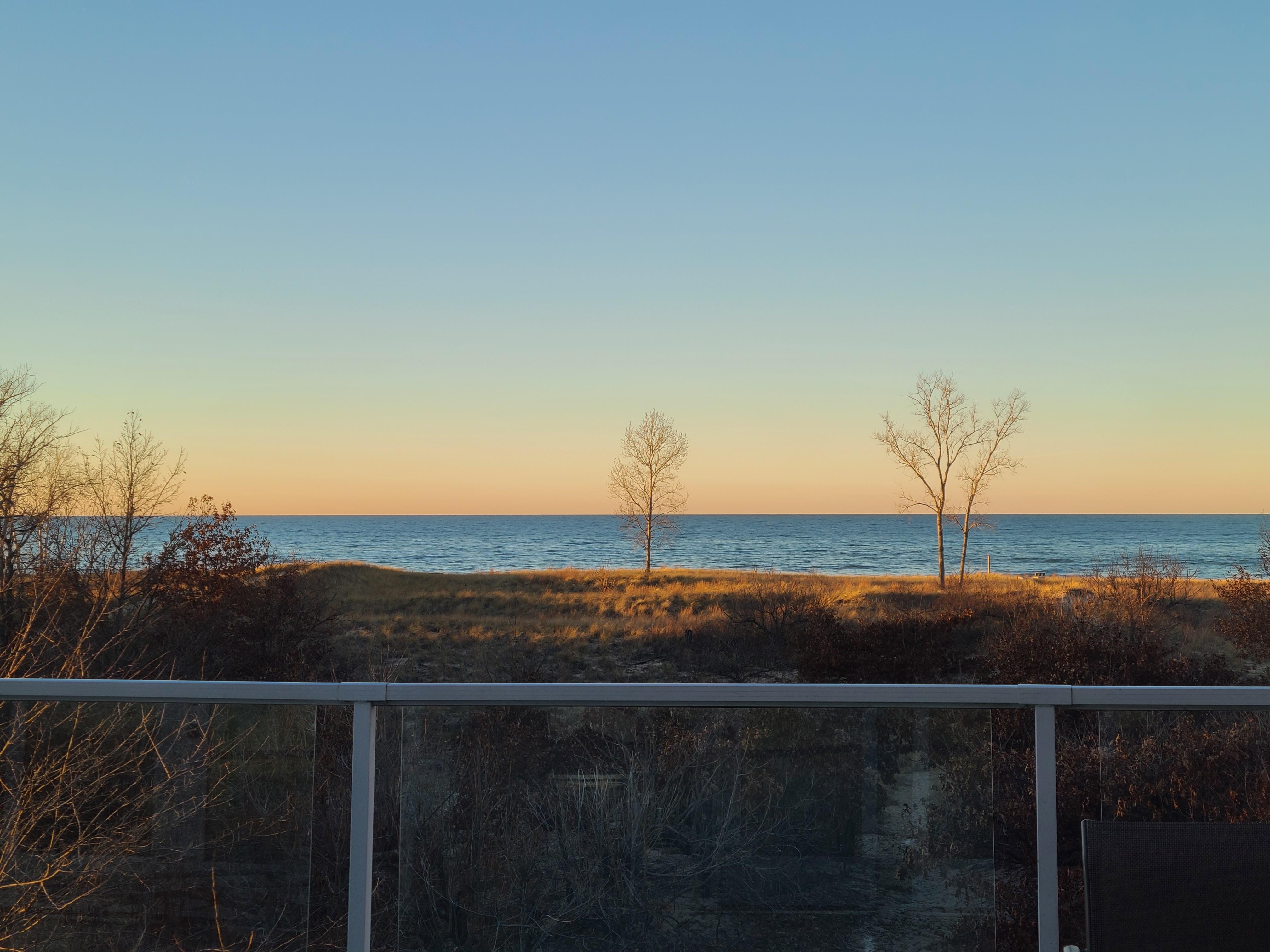 View of the lake from the deck. 