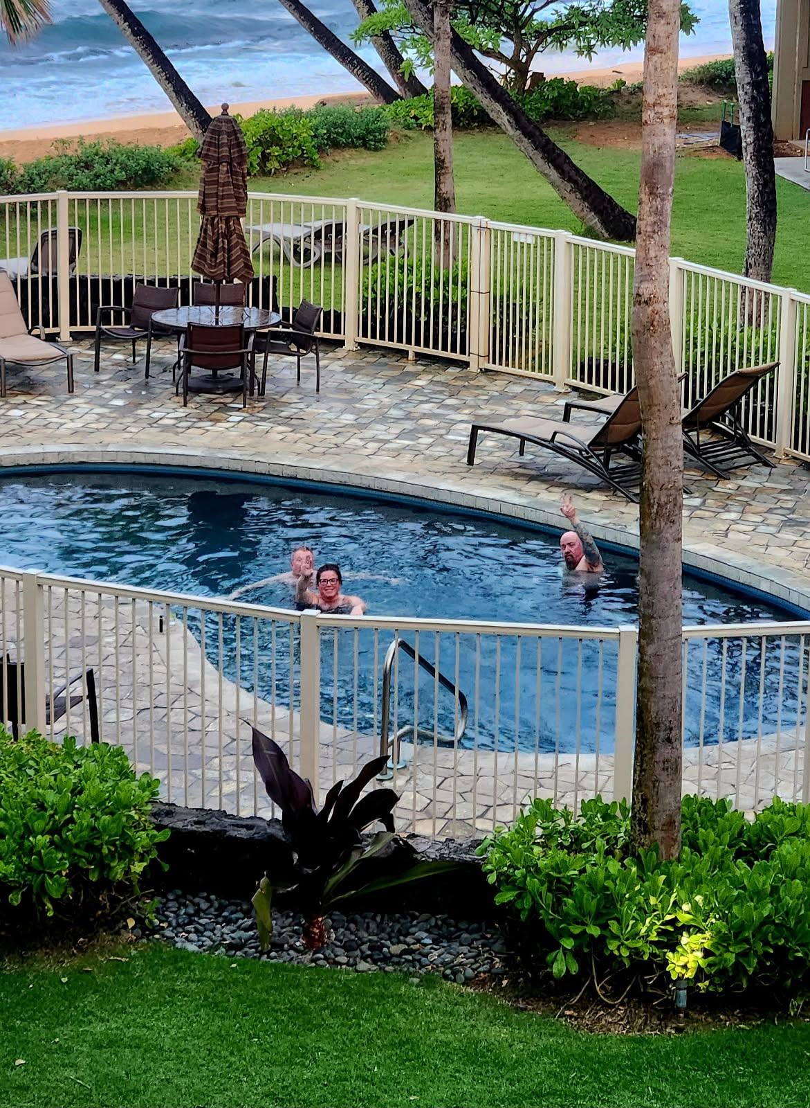 View of pool from balcony
