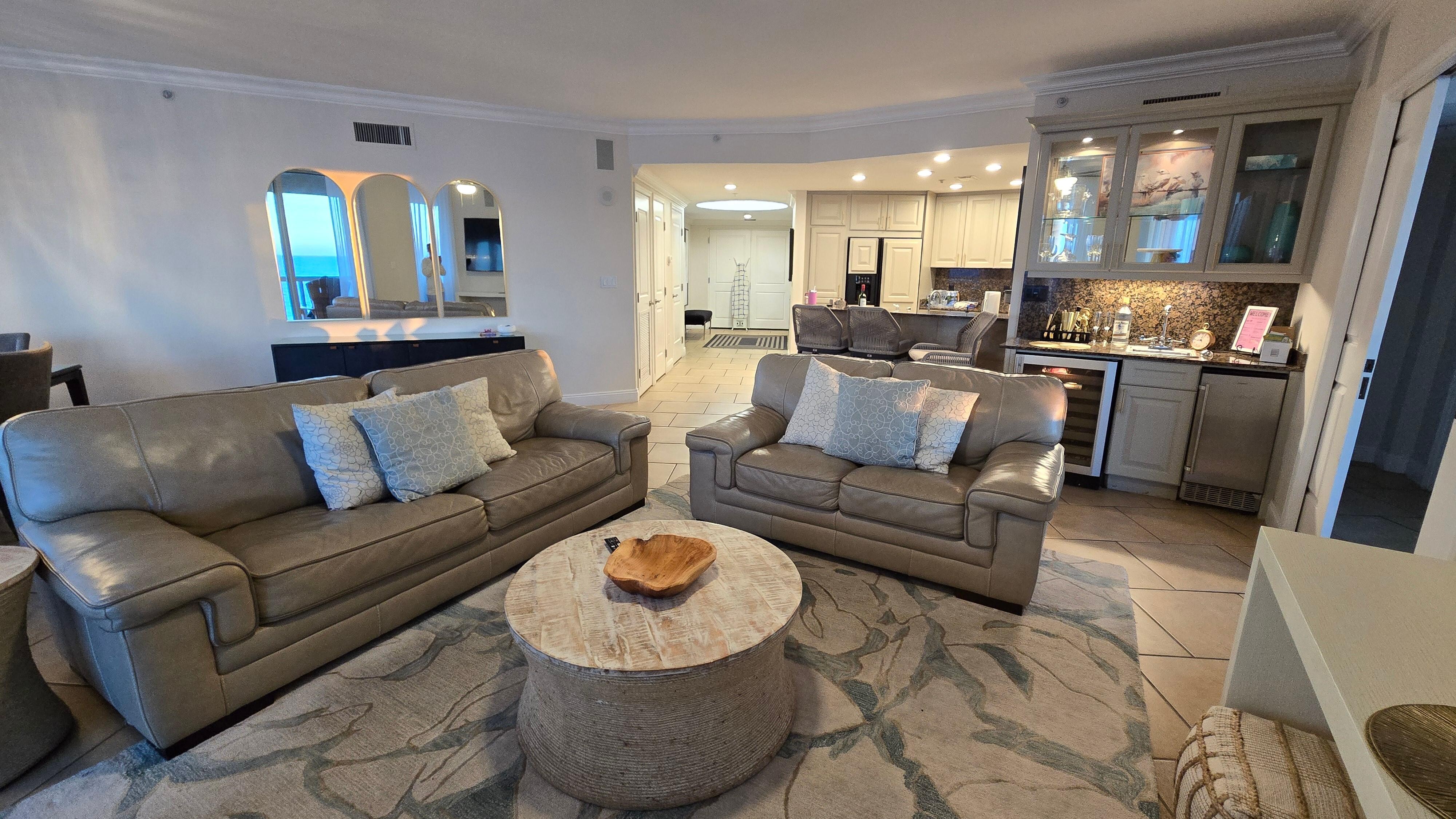 The main living space is large and the bar are with fridge and ice maker is a nice touch