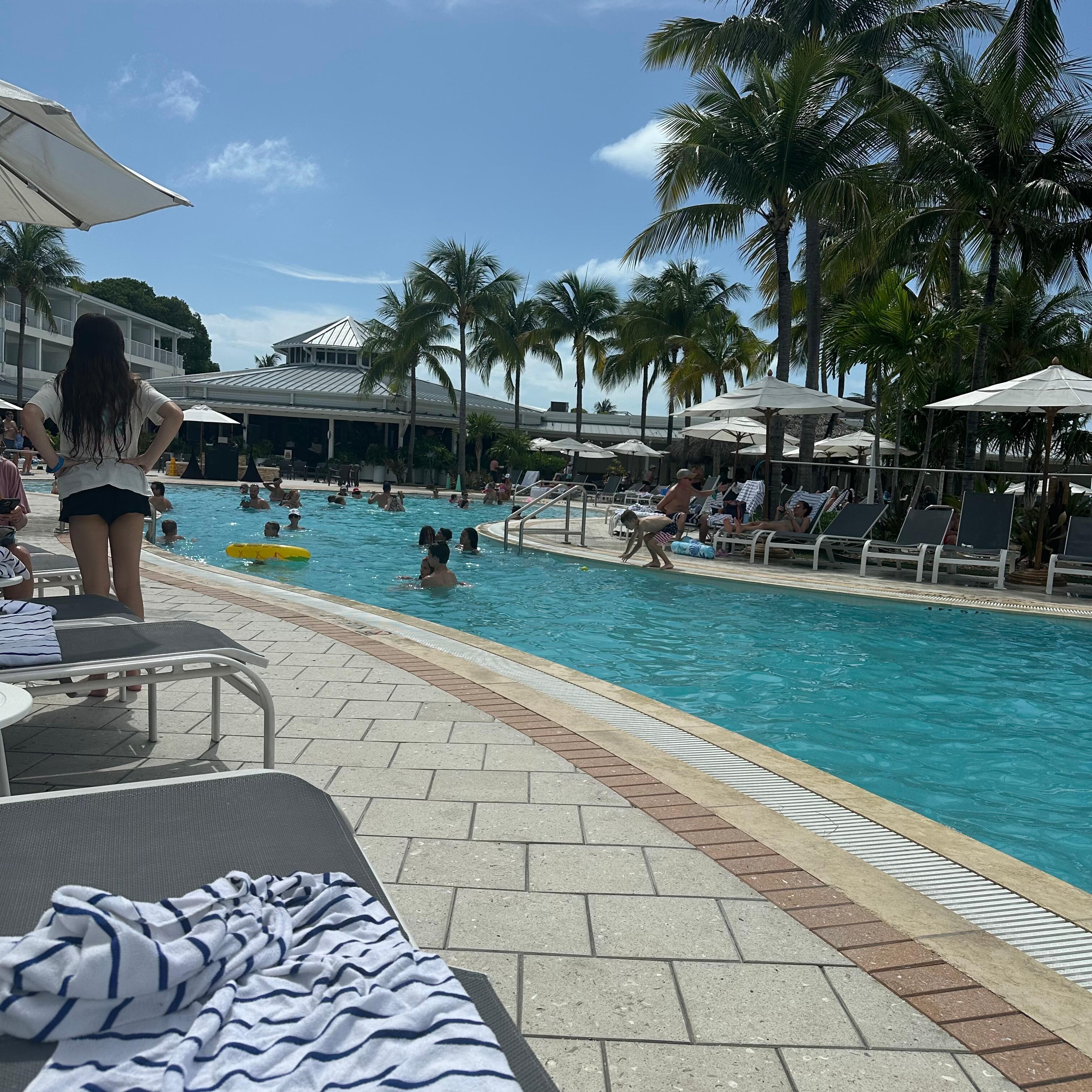 A view of the pool family pool where the kids can have fun. The hotel has another pool for adults only and it was very clean and peaceful. 