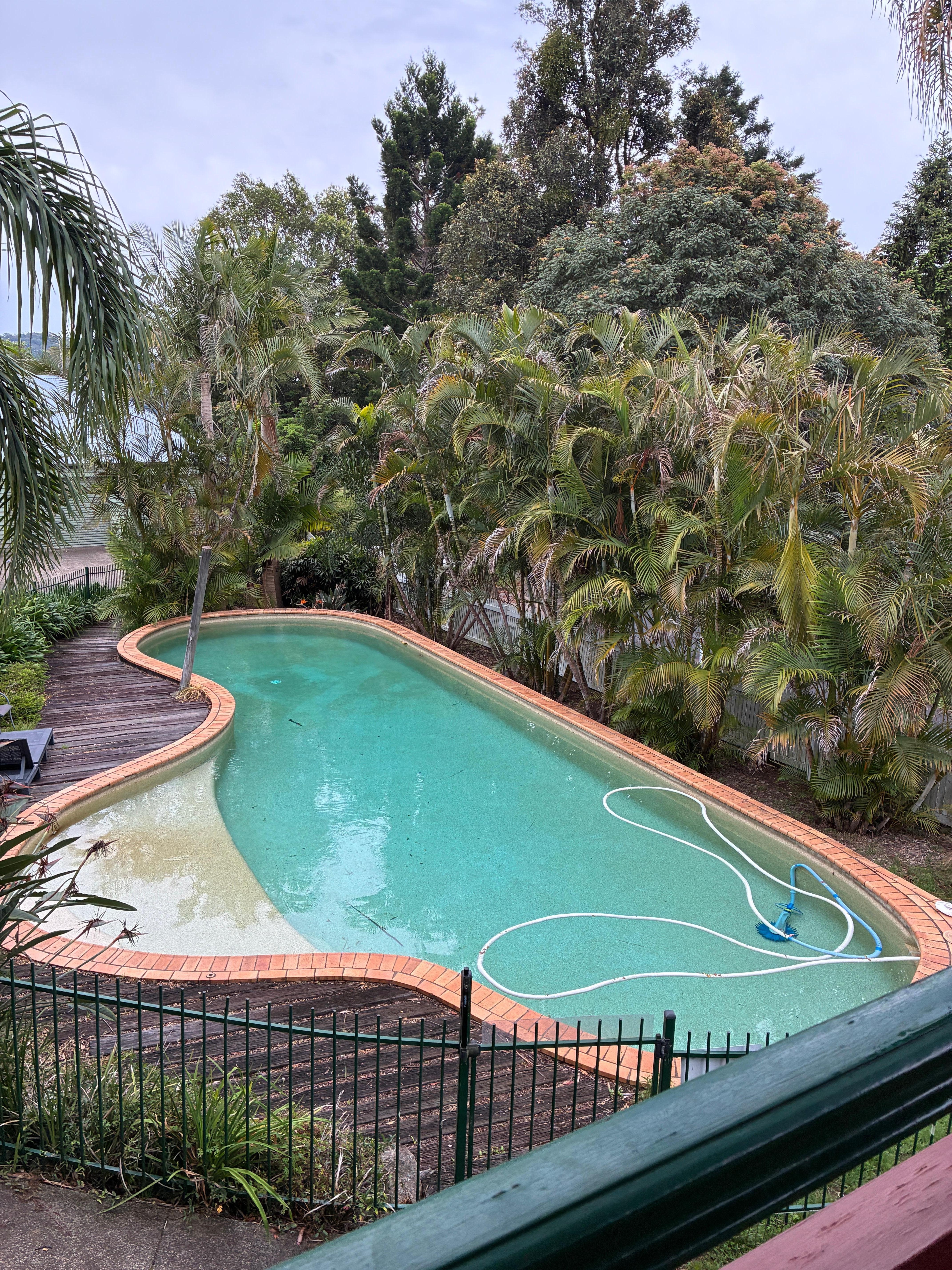 Pool view from cottage balcony 