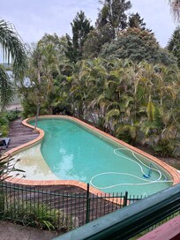 Pool view from cottage balcony