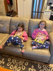 Hanging out by the fireplace