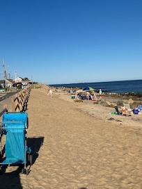View down the beachfront about 350 ft from cottage front.