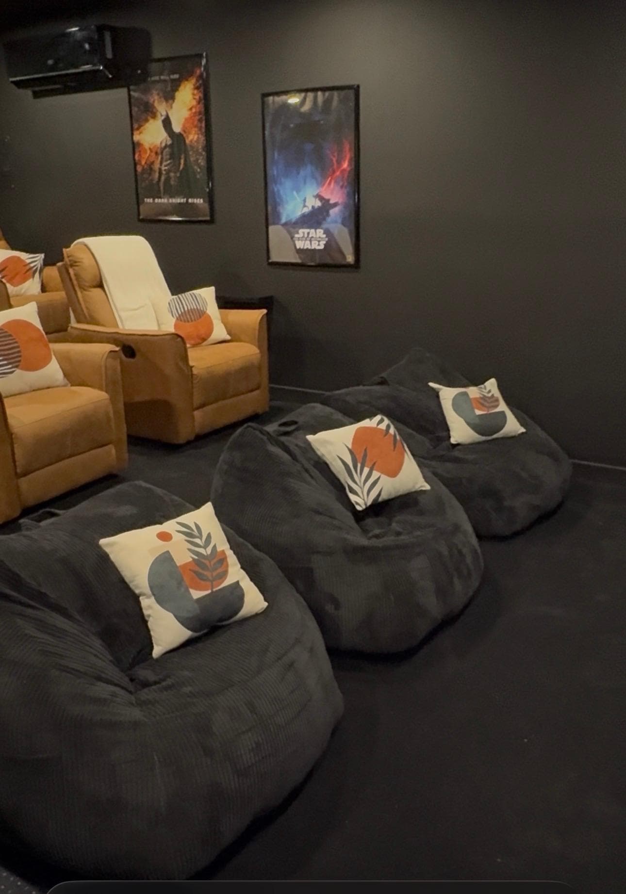 Teens and adults loved the movie theater. So cozy with swivel recliners. 