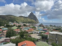 Perfect view of Soufriere from the living room balcony