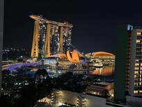 Night time view from balcony.