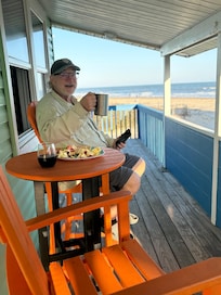 Using chairs under covered balcony.