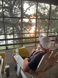 Overlooking the lake.