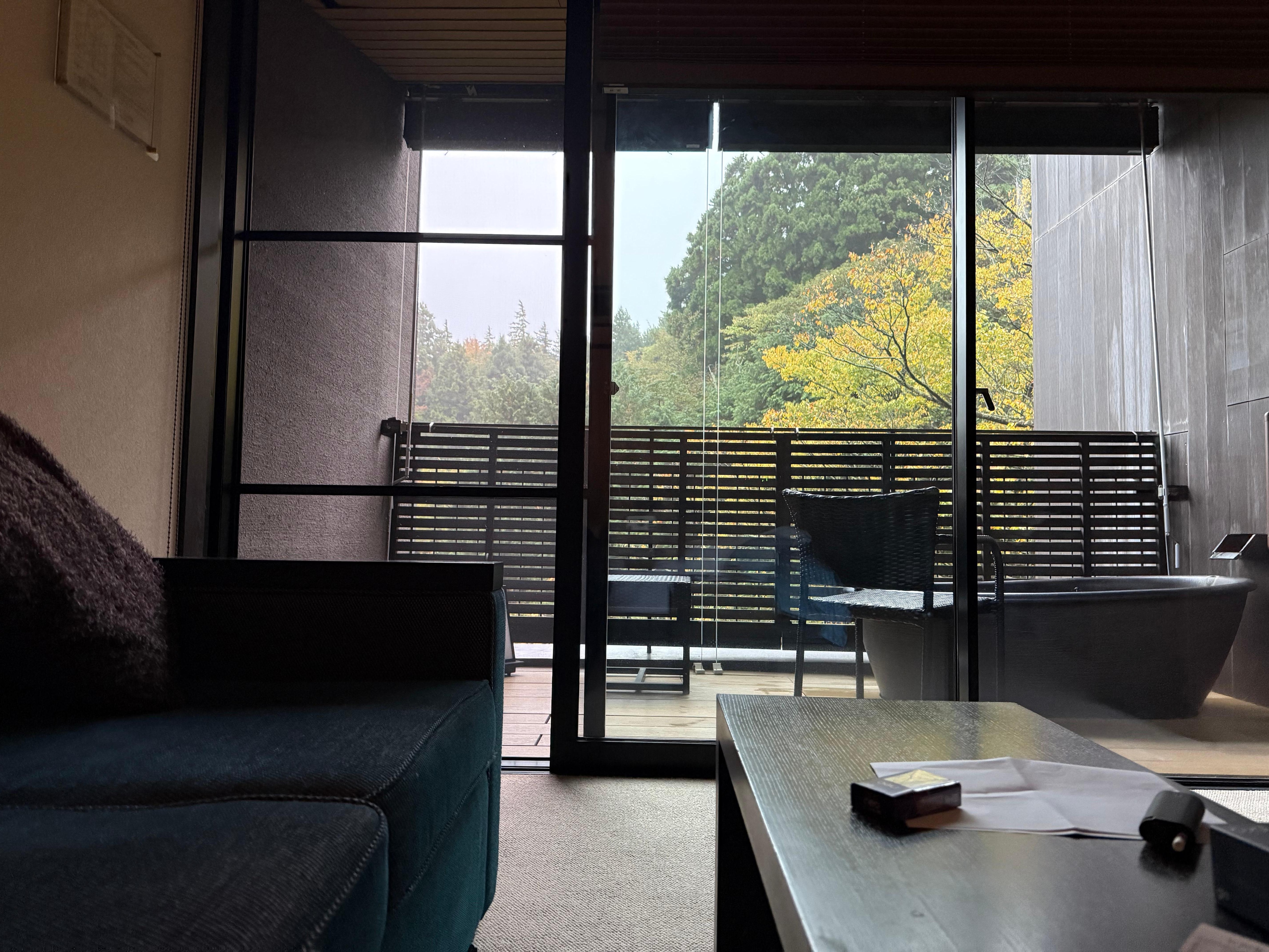 Lounge area with private onsen tub