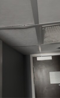 Ceiling bowing & dirty vent.