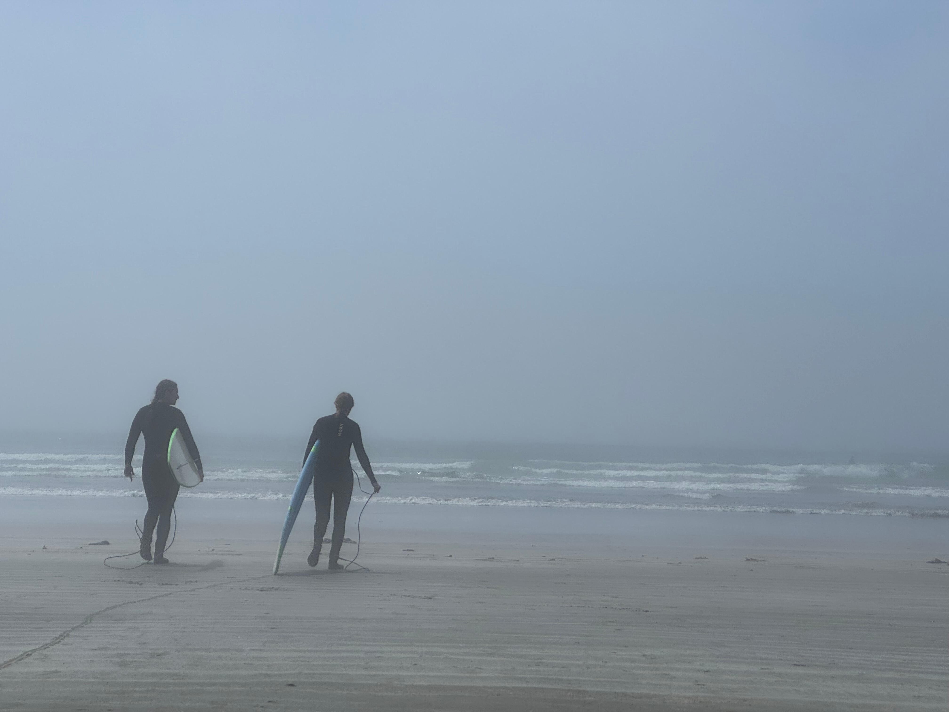 Surfing in the marine mist