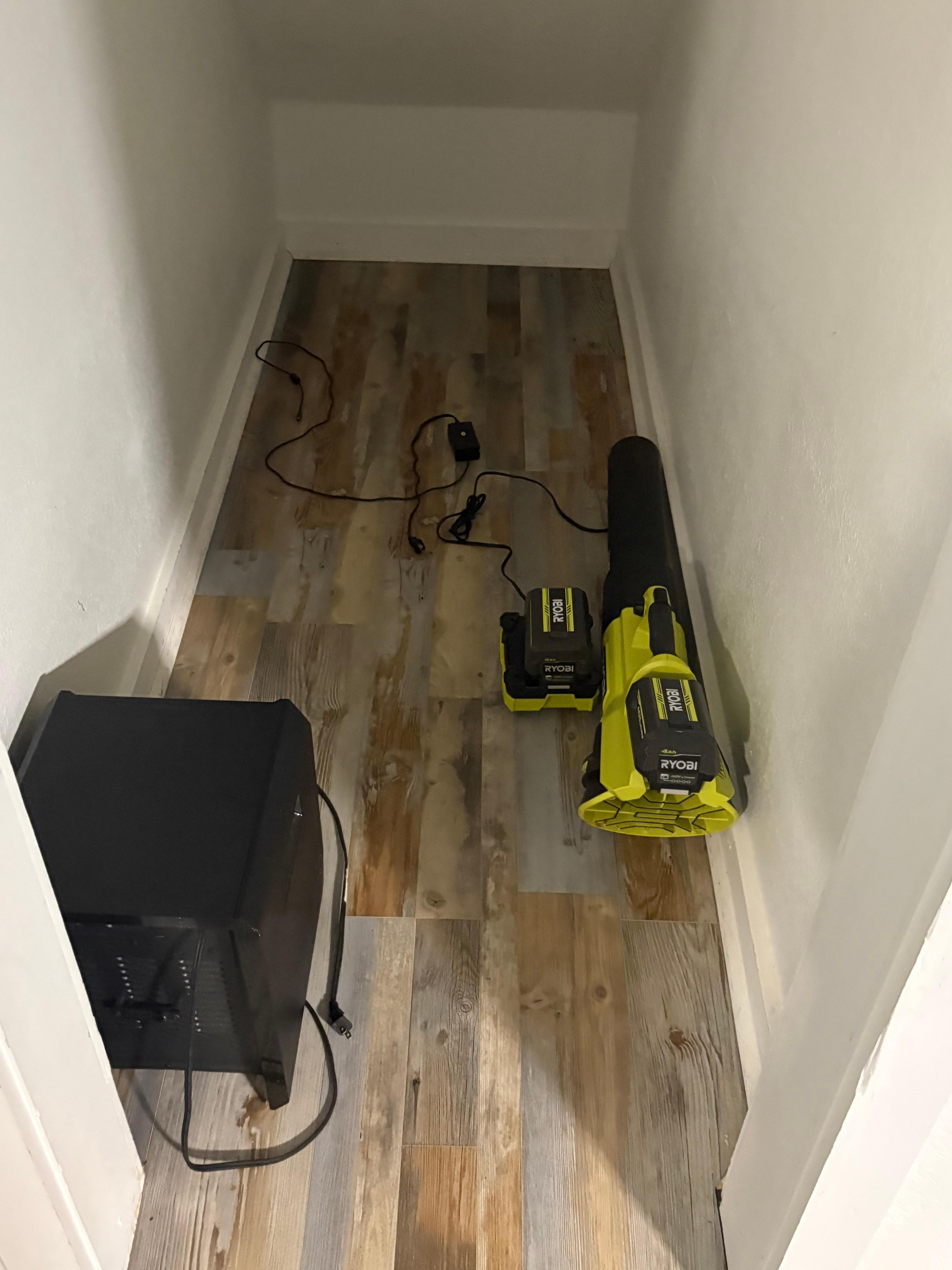 All this junk was just stuck in the cubby hole. No door. 