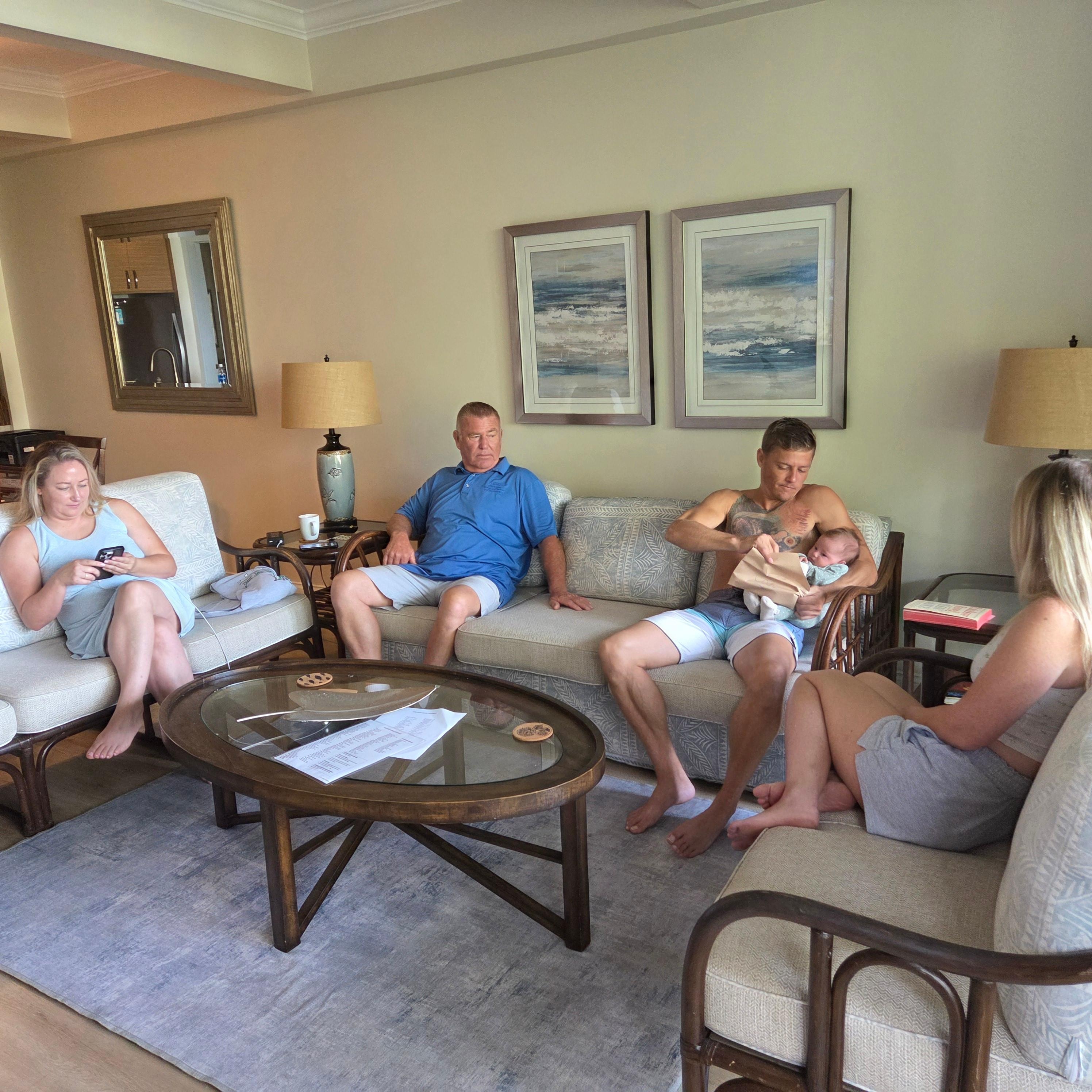 Lovely family room with a killer ocean view.