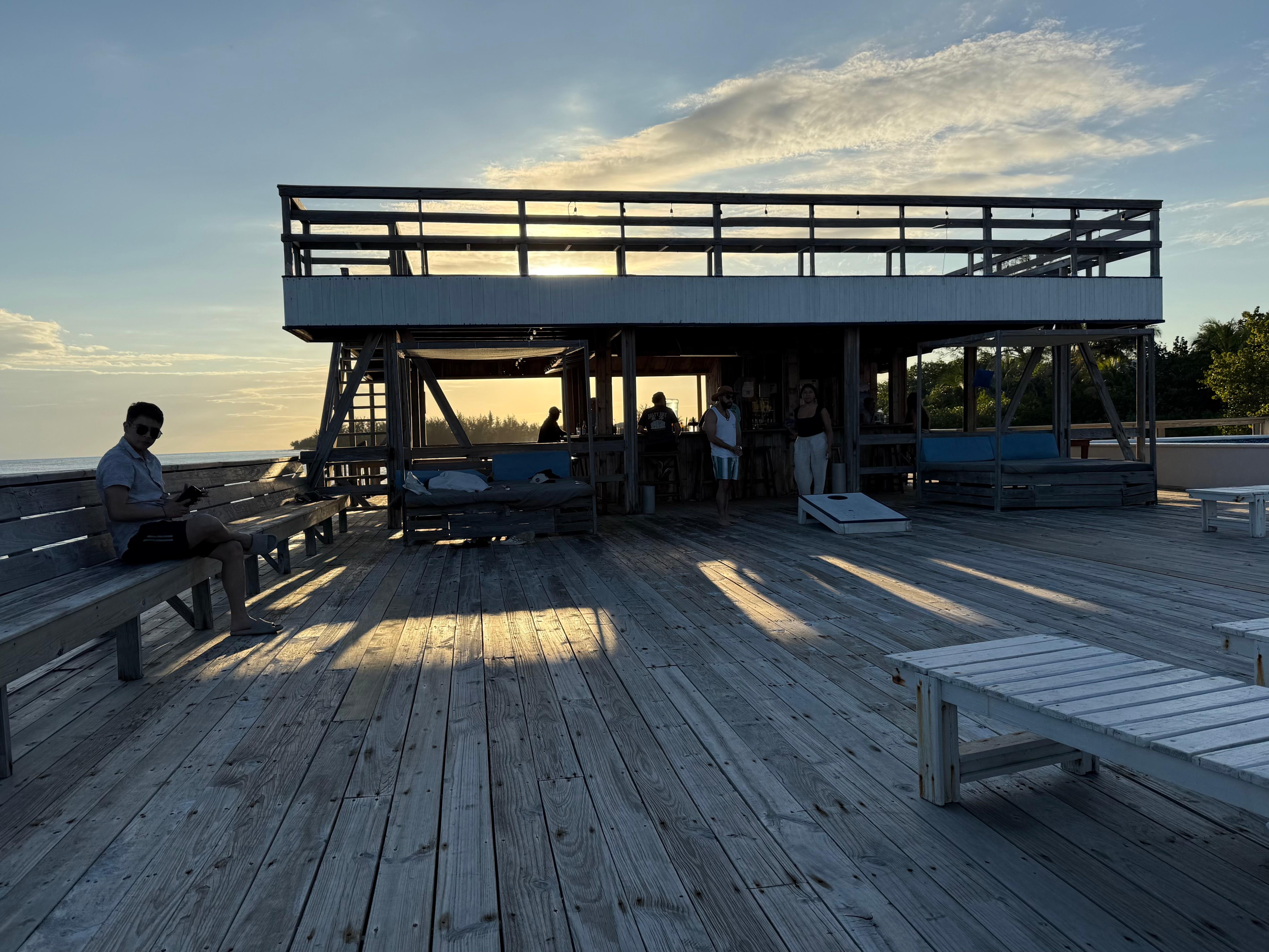Sunset at the bar.  Great star-gazing in the evening. 