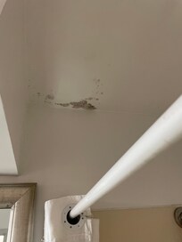 bathroom ceiling very obvious water damage and visable mold