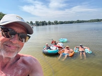 Floating…. Waiting for the blue gill to nibble on our bottoms lol