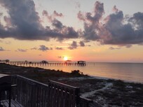 View of the sun setting from the deck.
