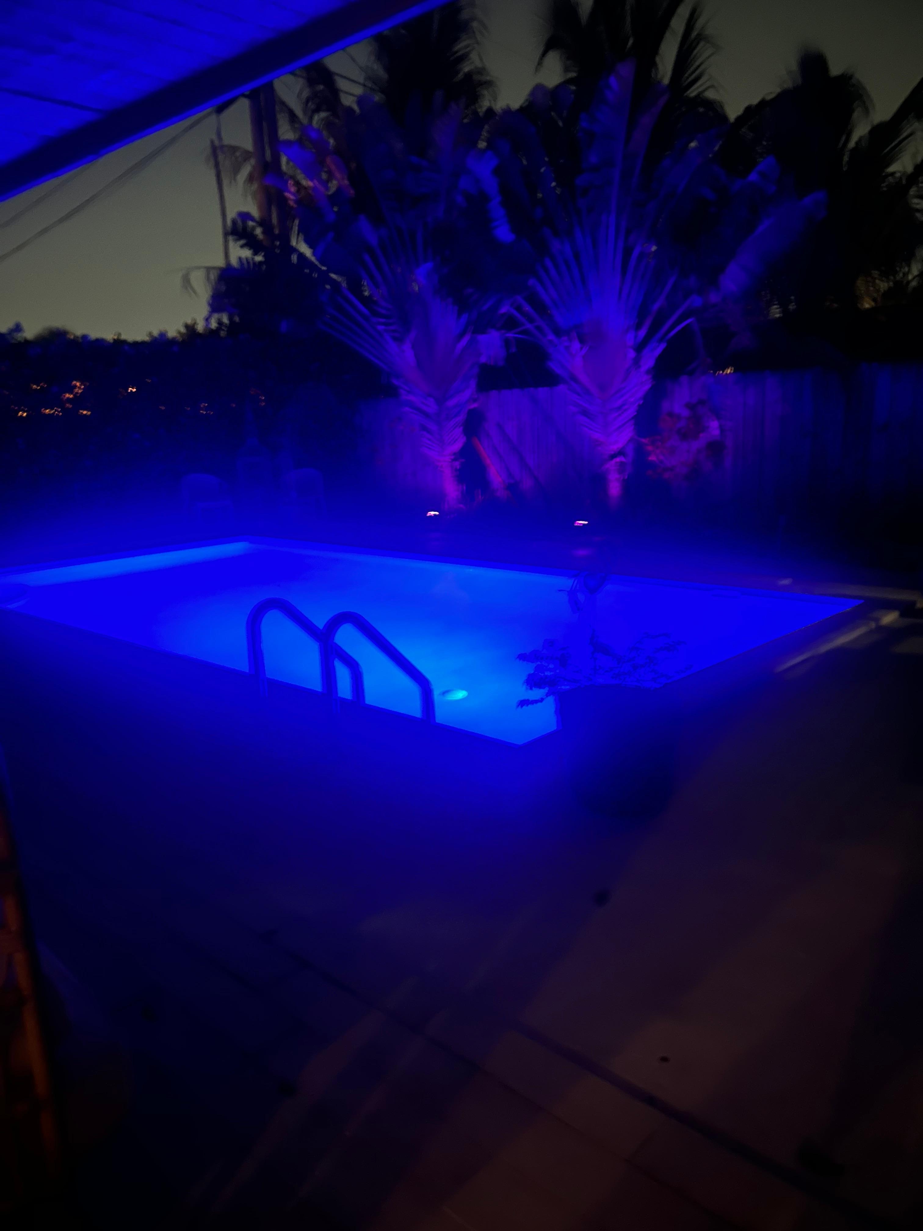 Pool area at night it was extremely relaxing and a very quiet neighborhood 