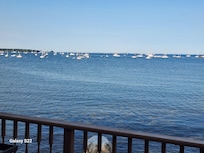 View of Rockland harbor from our back porch. Tide in.