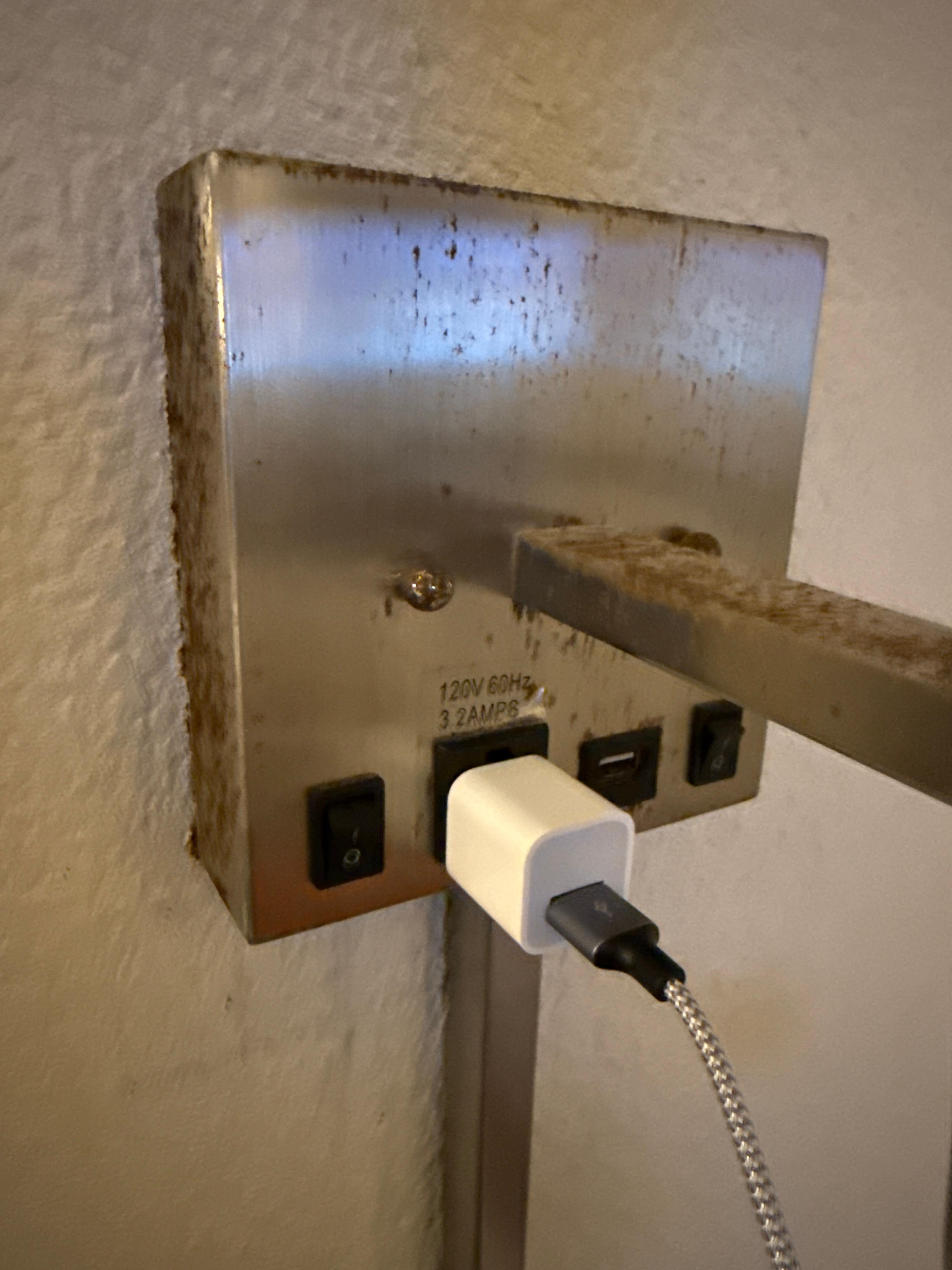 Bedside lamp! Rust all around. 