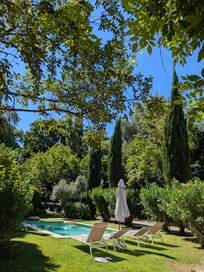 The pool area from the house