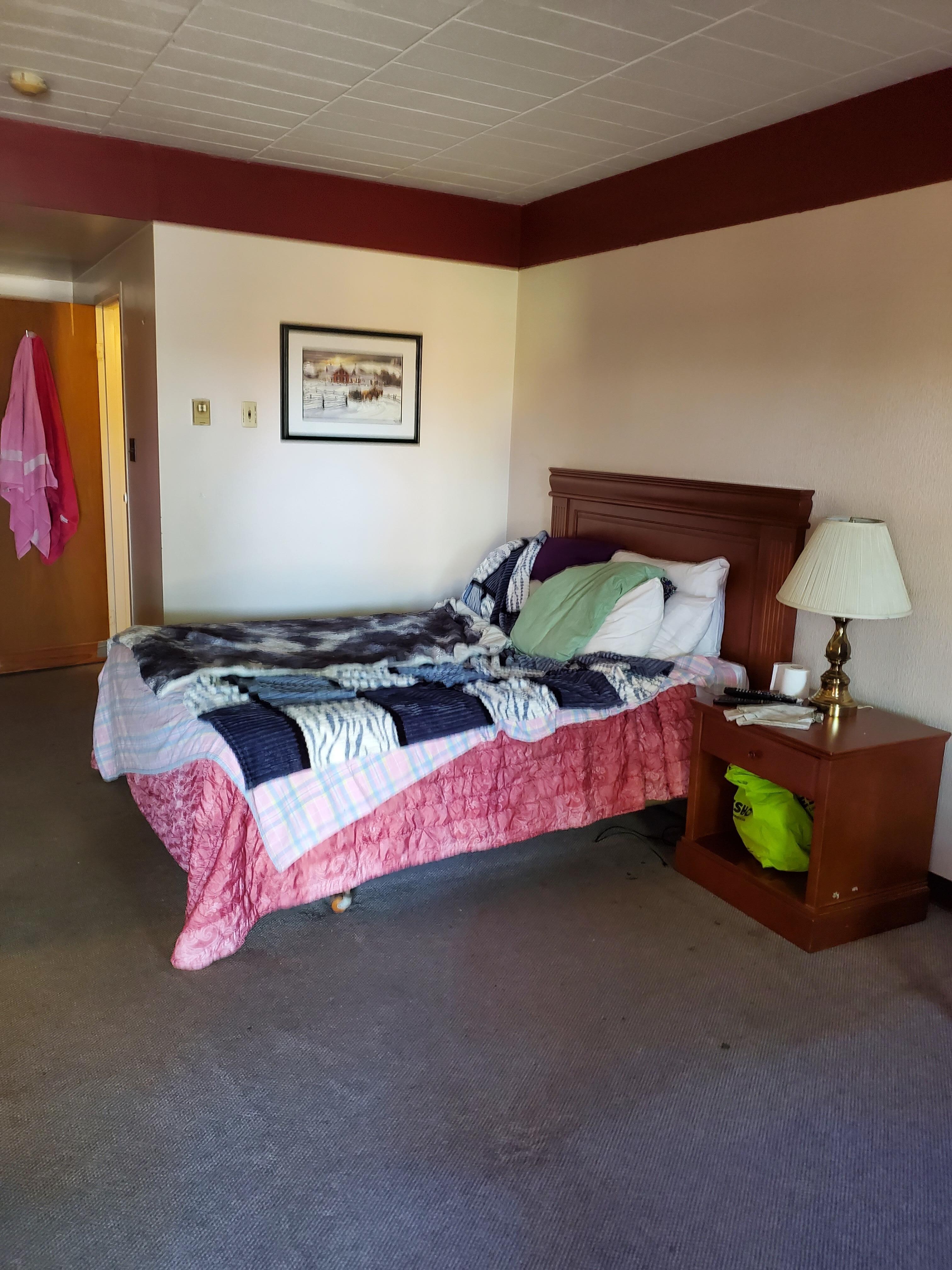 Bed is clean but soft room is spacious but smells musty and mold 