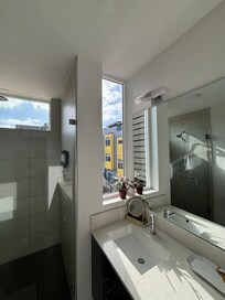 No curtains in the bathroom