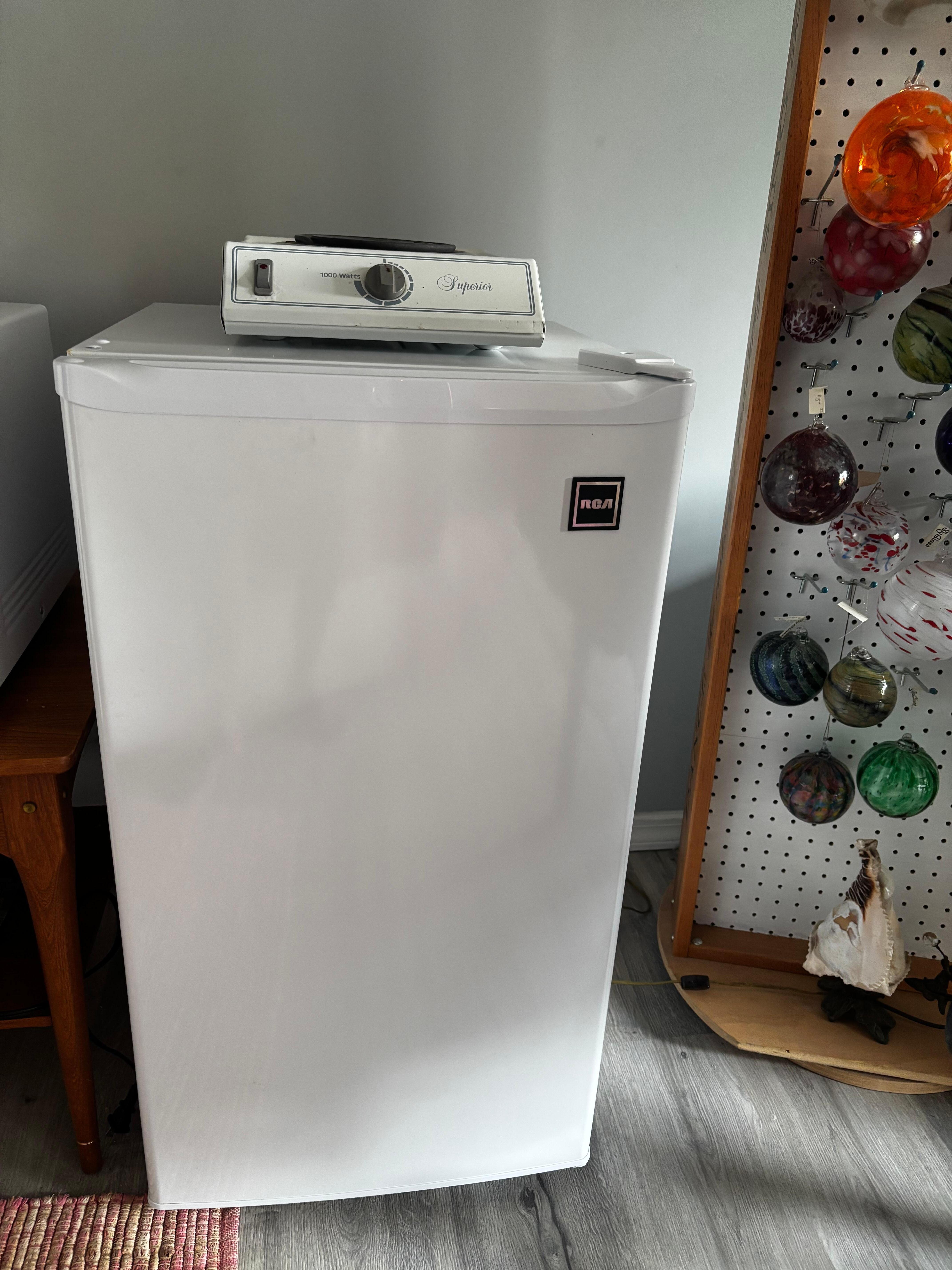 Mini fridge and hot plate