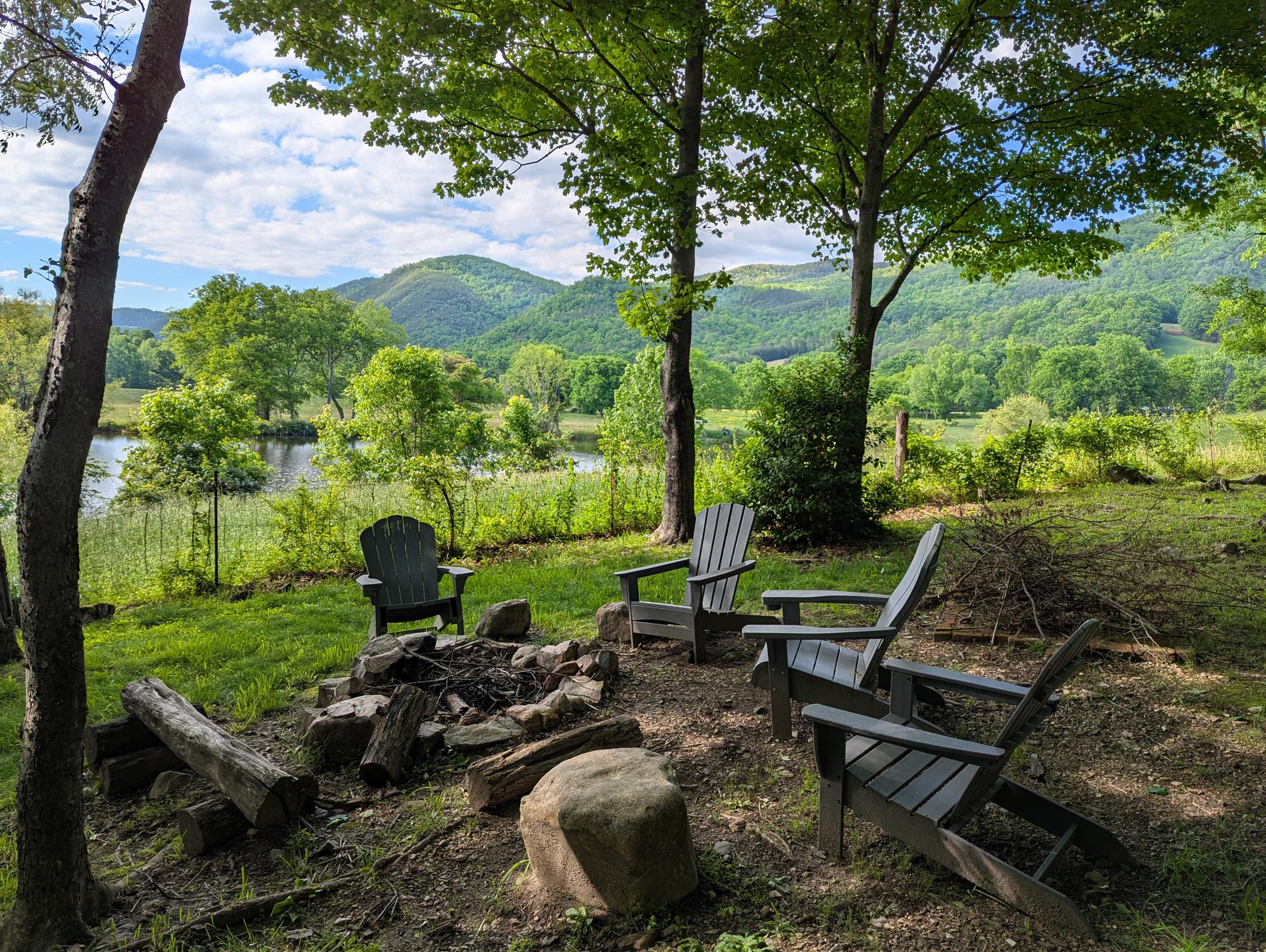 Pond & mountains view